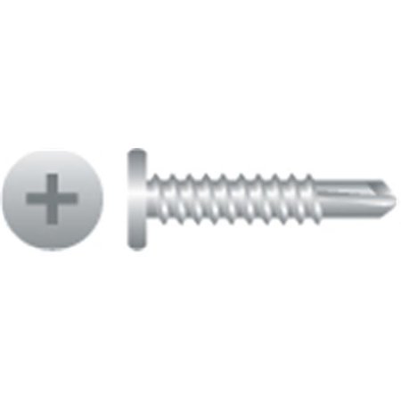 Strong-Point Self-Drilling Screw, #10-16 x 1-1/2 in, Zinc Plated Steel Pan Head Phillips Drive PC12